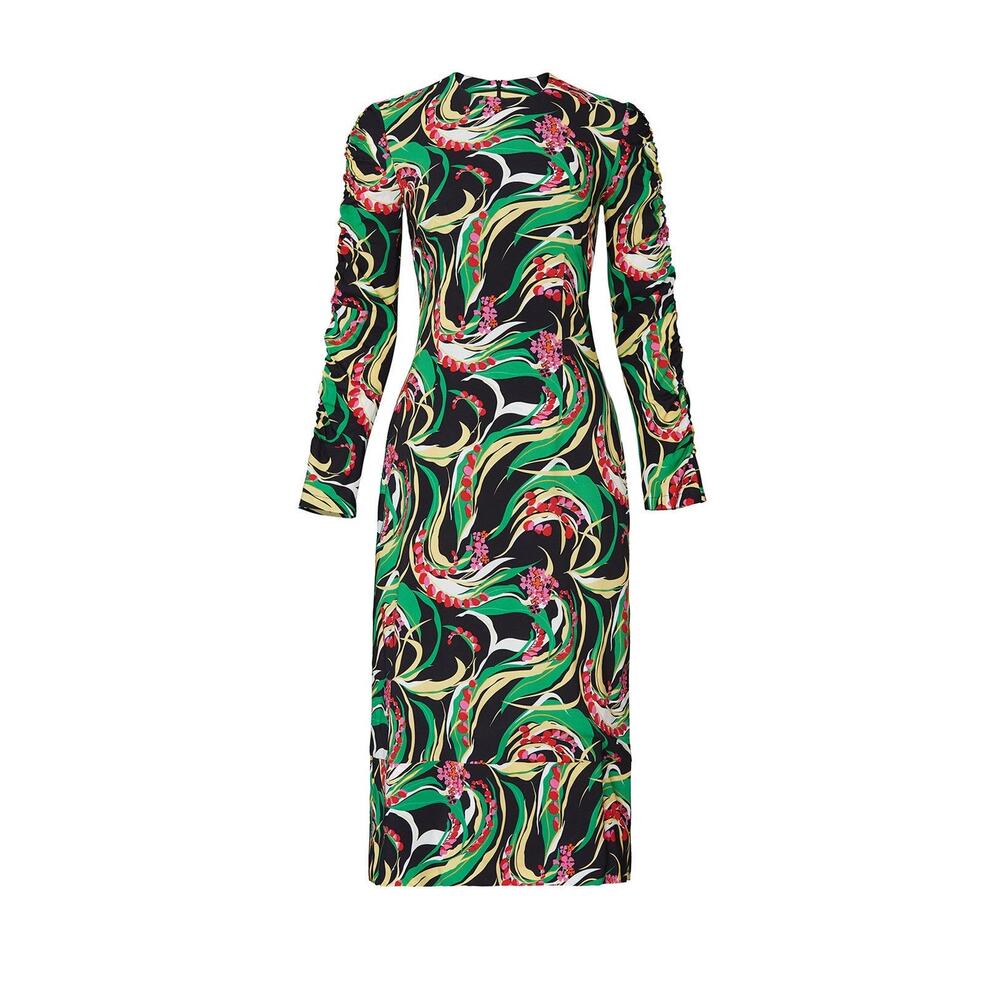 La DoubleJ Tinder Multicolor Floral Print Long Sleeve Midi Dress Size - Picture 5 of 16
